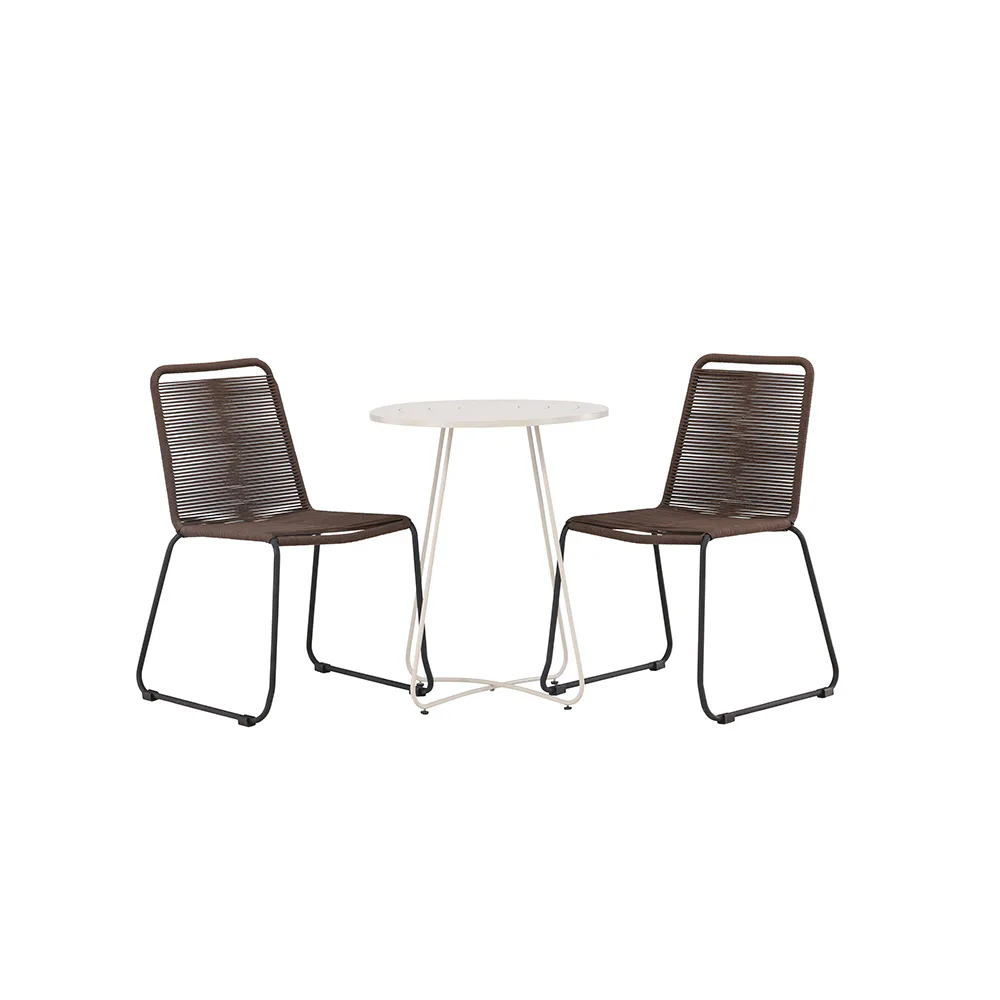Bacong Cafetable Stål - Black / Round ø60** +Lindos Diningch Brun/Sort