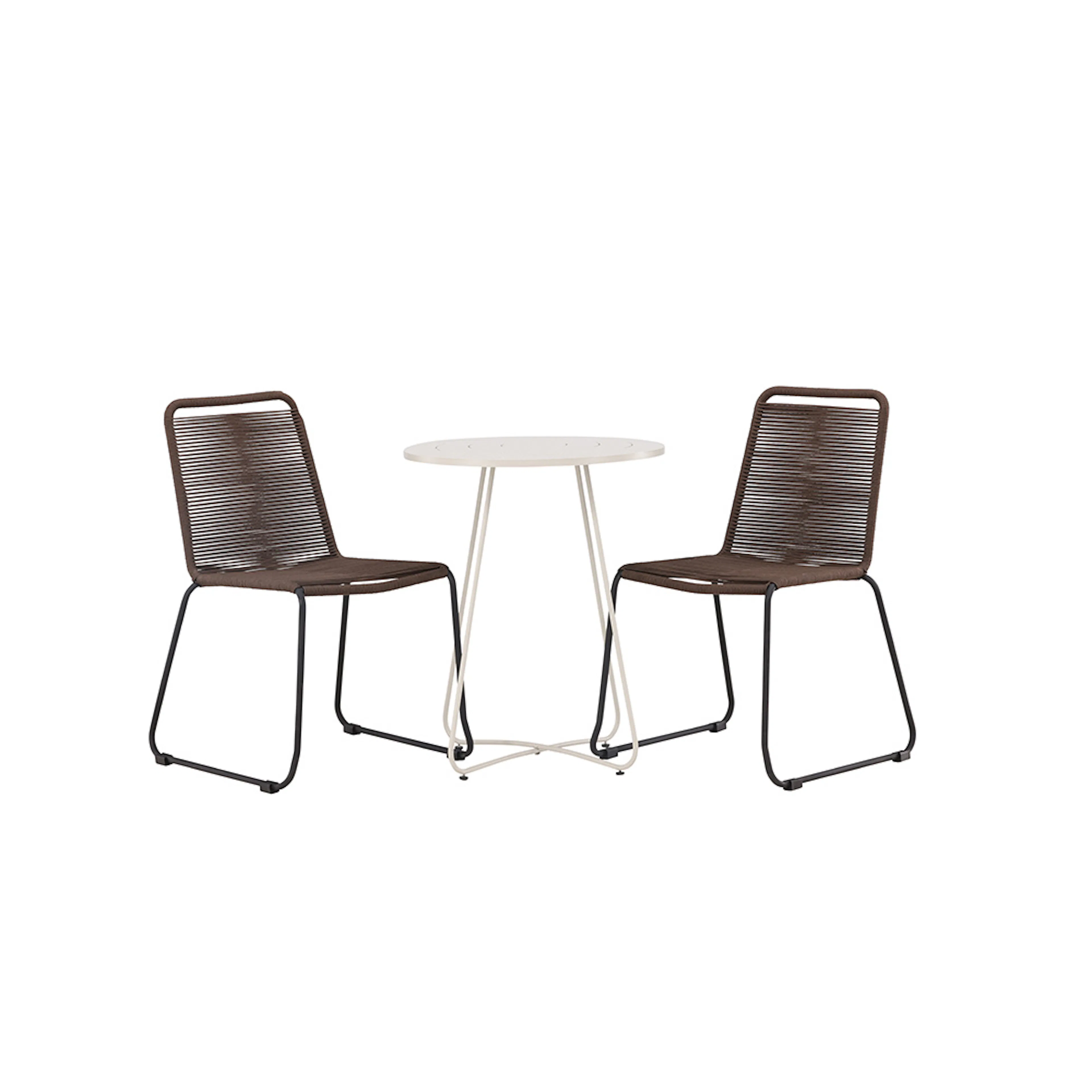 Bacong Cafetable Stål - Black / Round ø60** +Lindos Diningch Brun/Sort