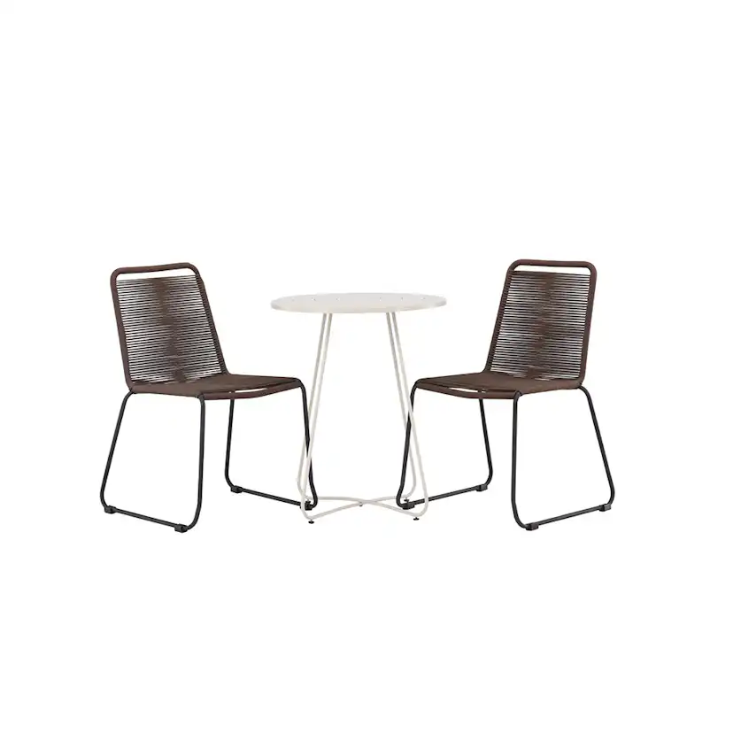 Bacong Cafetable Stål - Black / Round ø60** +Lindos Diningch Brun/Sort