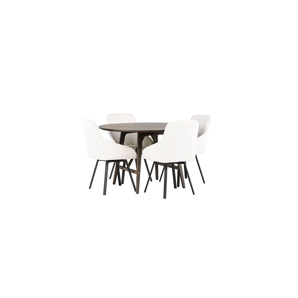 Matgrupp Venture Home Kaseidon Ø100 cm med 4 st Rosie stolar