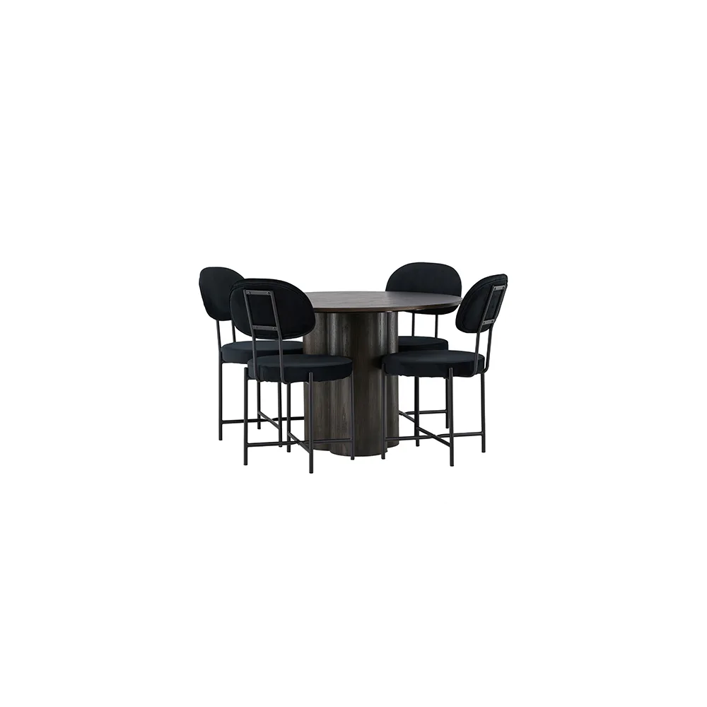 Matgrupp Venture Home Olivia Ø110 cm med 4 st Stella stolar Mocca