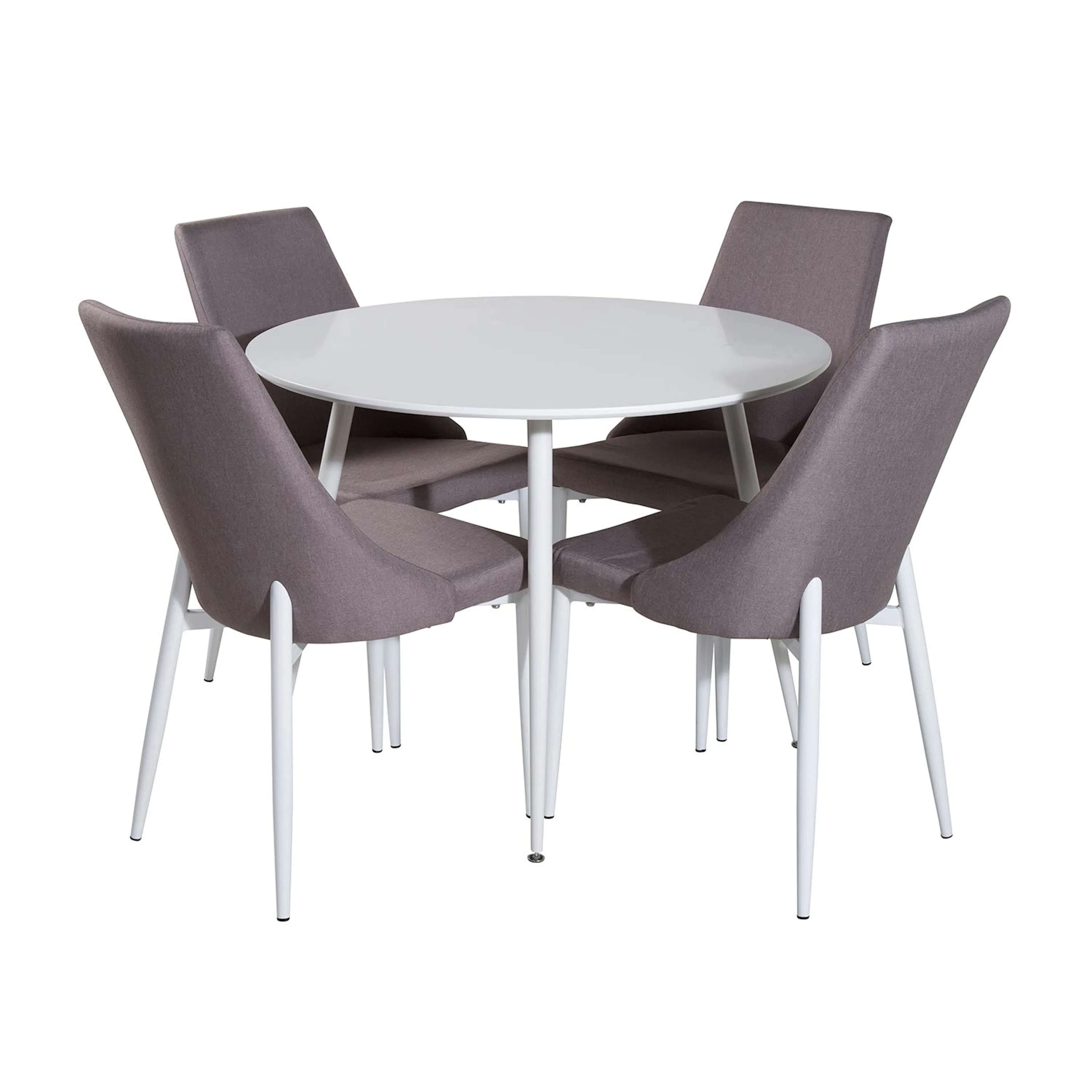 Plaza Round Table - White top /Leone 2.0 Chair -grå/ White_4 Vit/Grå