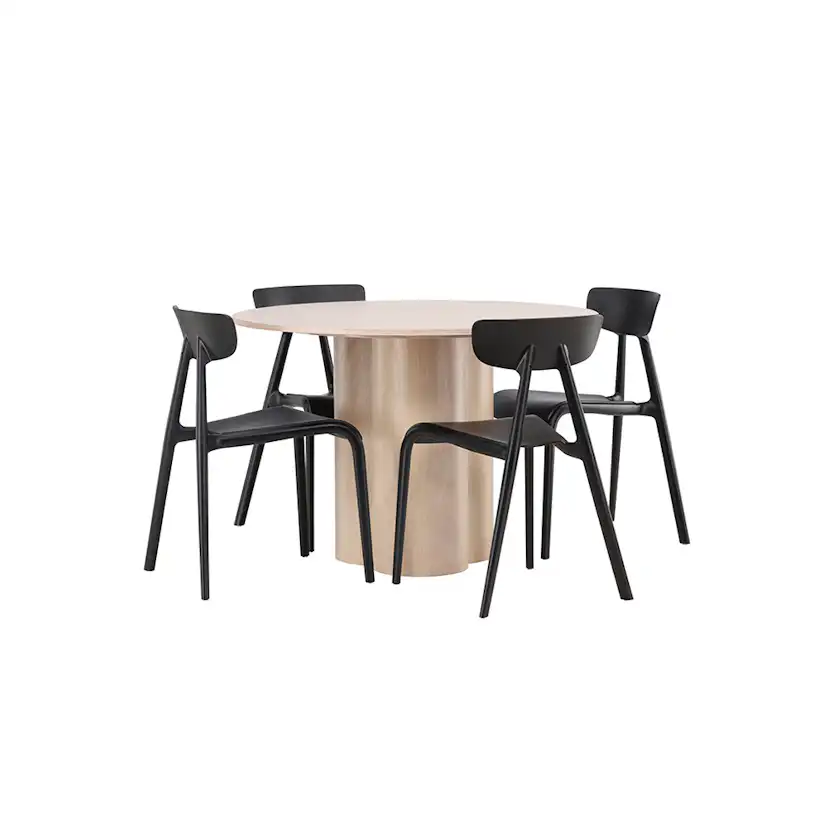 Matgrupp Venture Home Olivia Ø 110 cm med 4 Ursholmen Stolar
