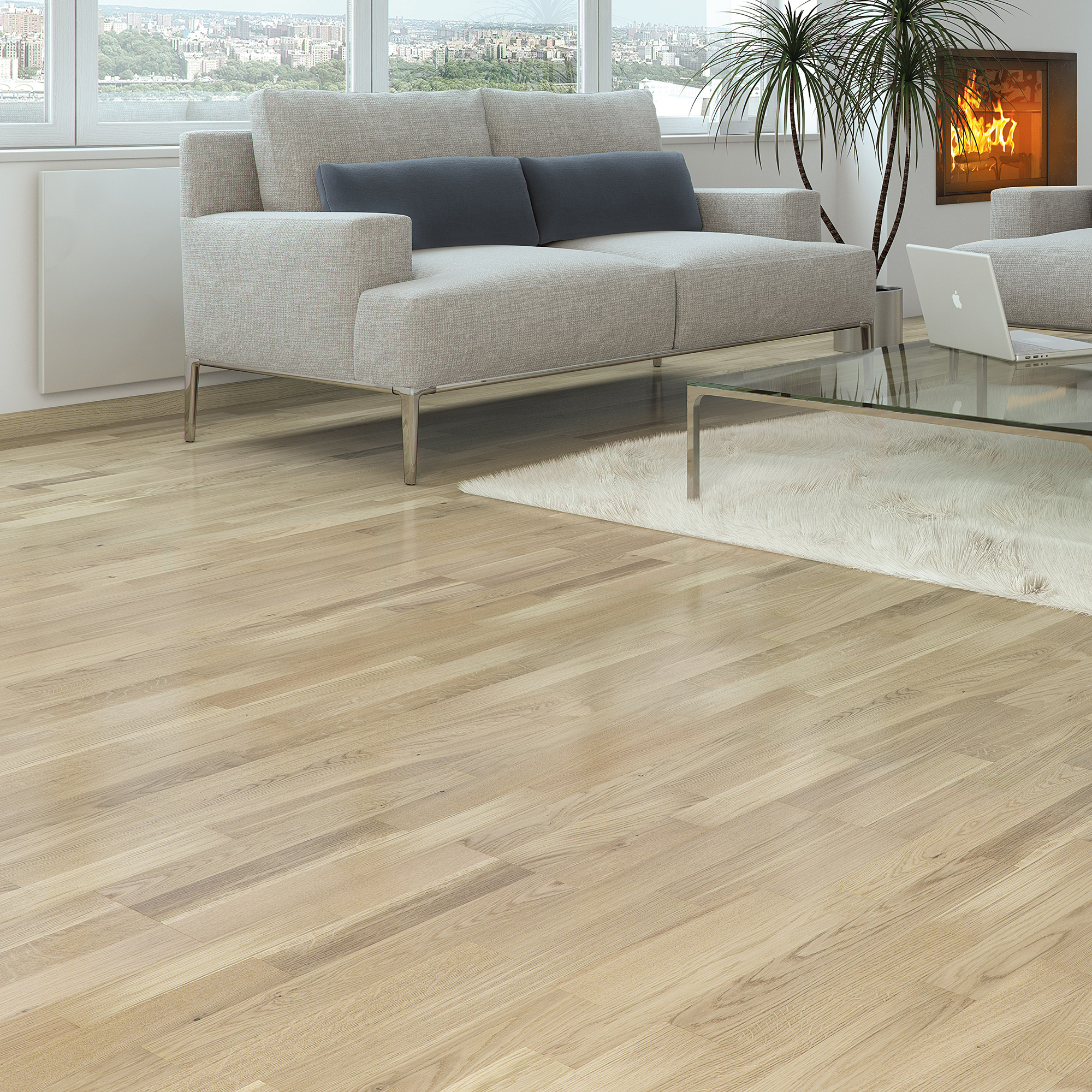 Parkettgolv Nordic Floor Ek Vit Mattlack 3-Stav