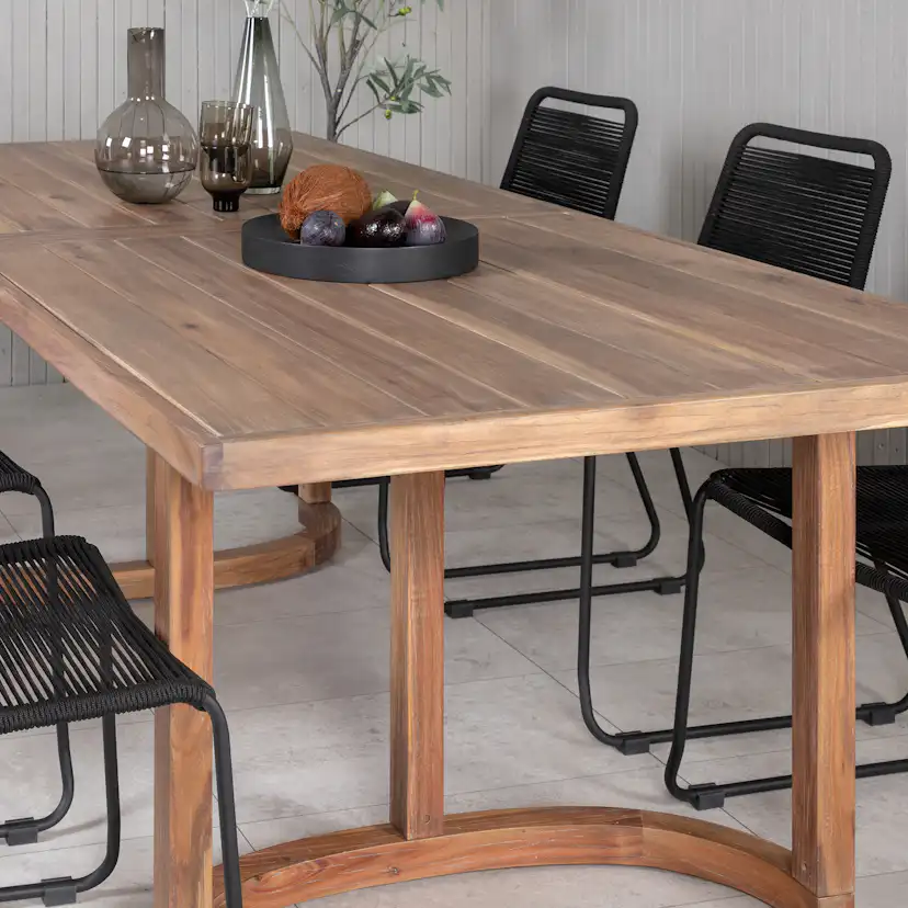 Erica Dining table acacia wire brushed 214*100+Lindos Stacki Svart