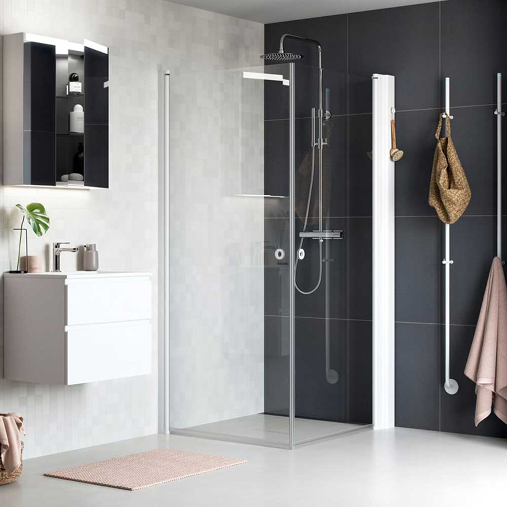 INR LINC Angel Strimma Profil Blank 70x70 Grepp Cirkel blank 700x700 mm, Mönstrat Glas, Blank Aluminium