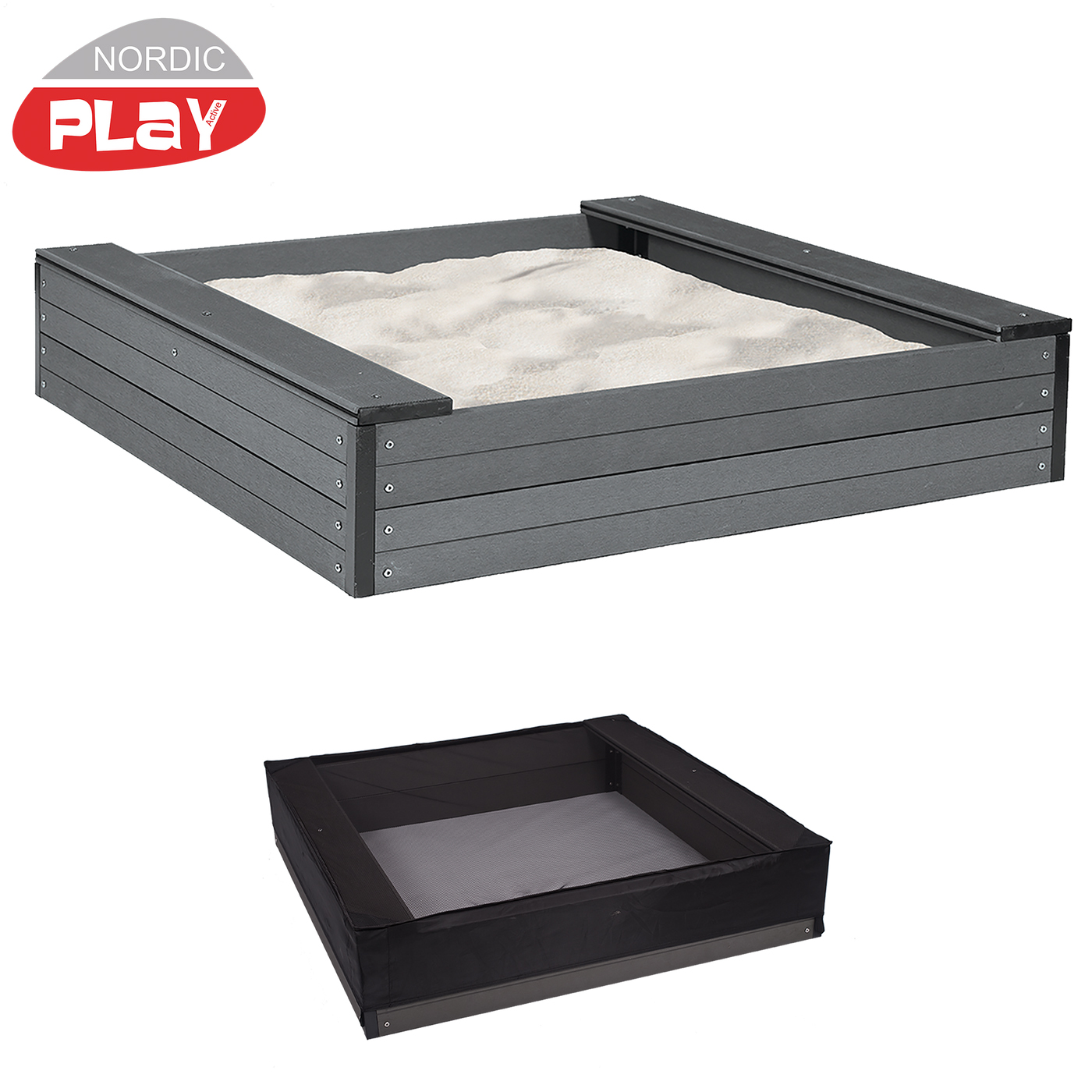 NORDIC PLAY SANDBOX WPCINCL. NETLENGTH: 120 CM - WIDTH: 120 WPC Svart