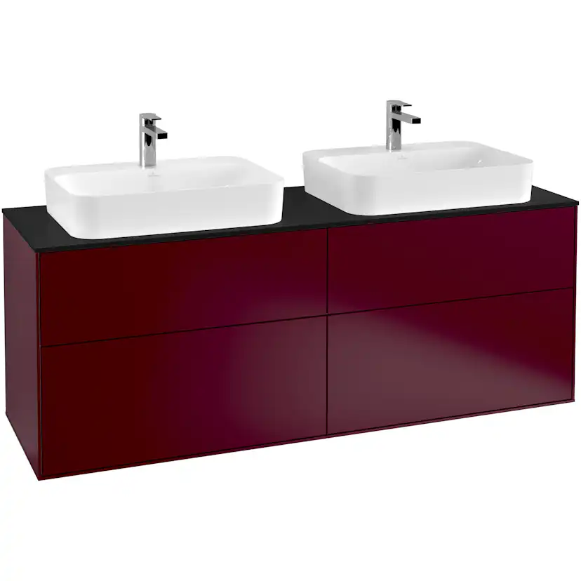 Tvättställsskåp Villeroy & Boch Finion med 4 Lådor och Bänkskiva för Två Ytmonterade Tvättställ