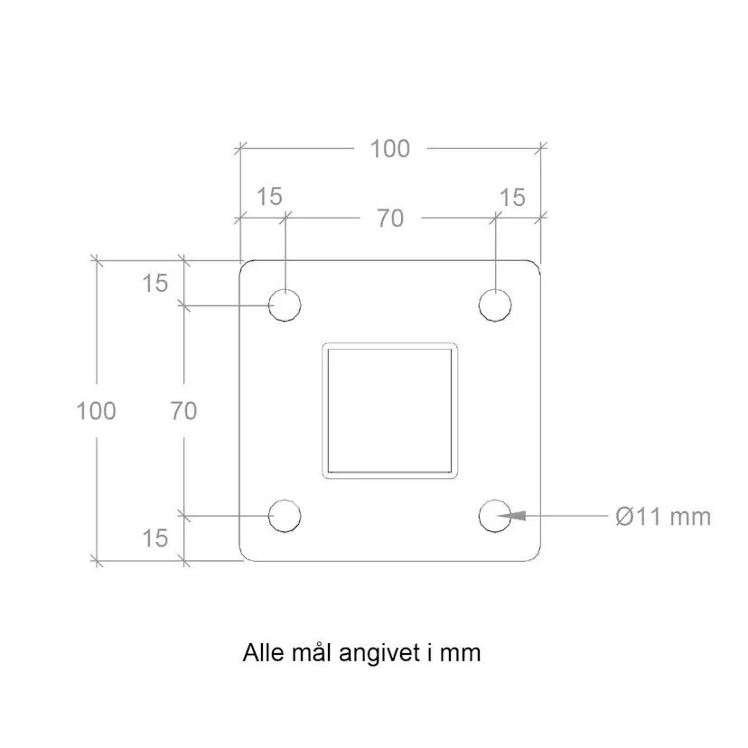 Stålstolpe PLUS Hörn 45x45 Varmgalvaniserad