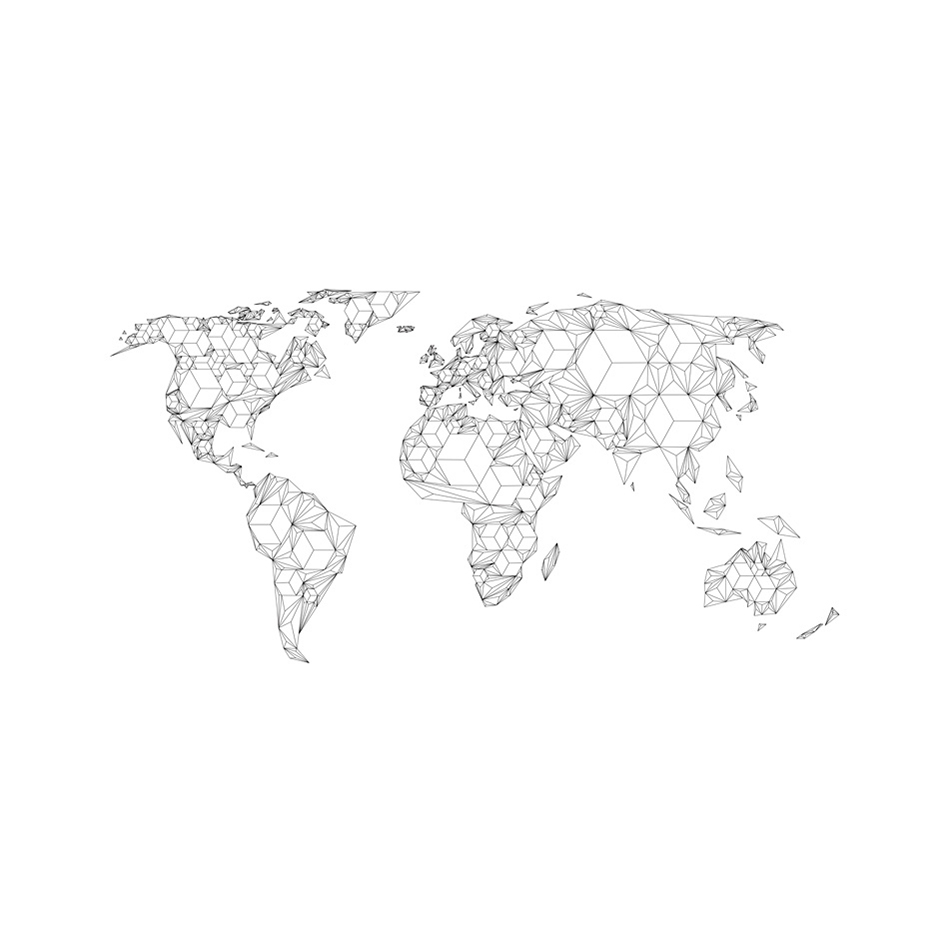 Fototapet XXL Arkiio Map of the World white solids 550x270 cm
