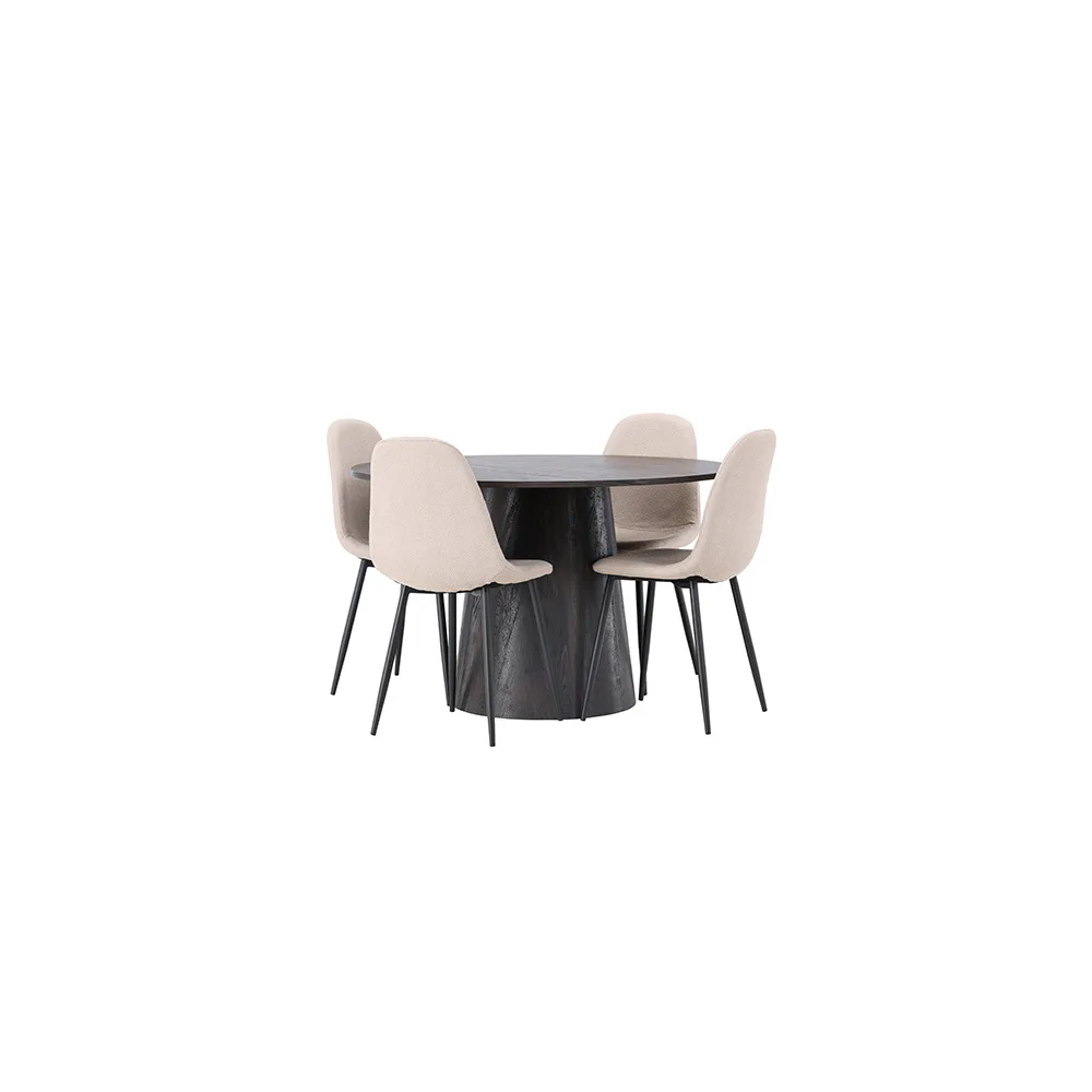 Matgrupp Venture Home Lanzo Ø120 cm med 4 st Polar stolar Beige