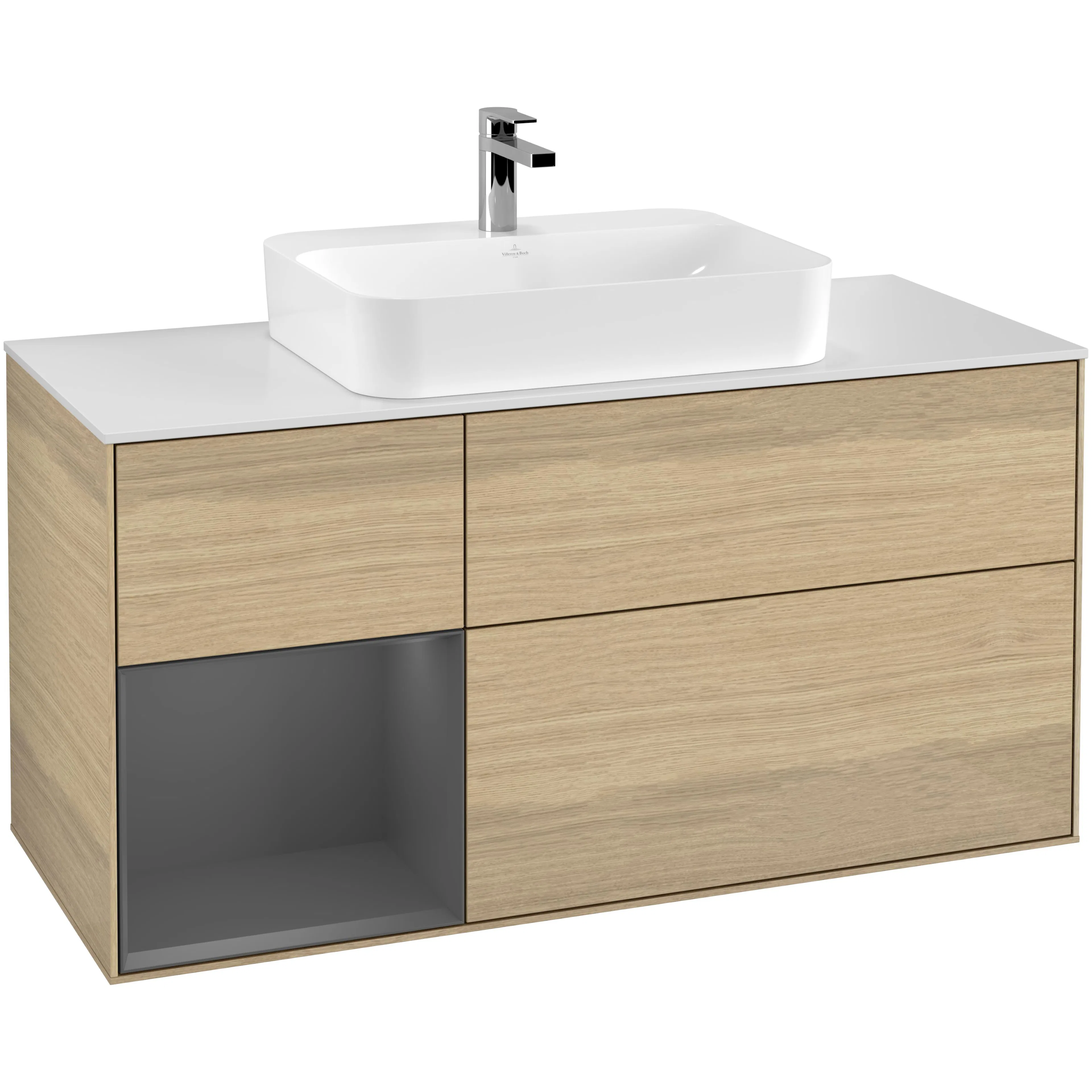 Tvättställsskåp Villeroy & Boch Finion med 3 Lådor Hylla och Bänkskiva för Ytmonterat Tvättställ
