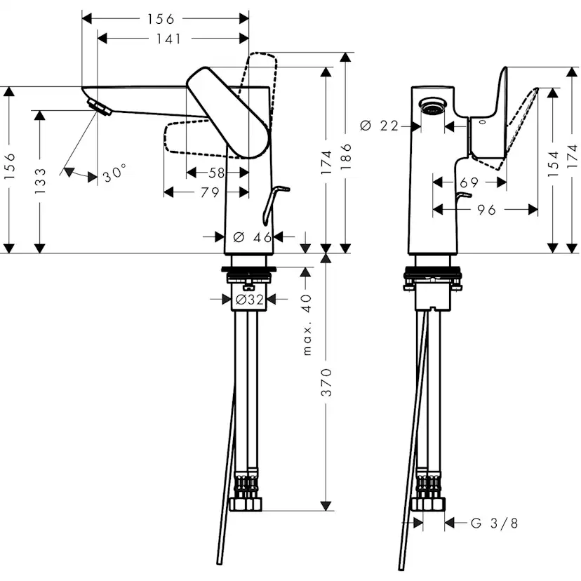 Tvättställsblandare Hansgrohe Talis E 150