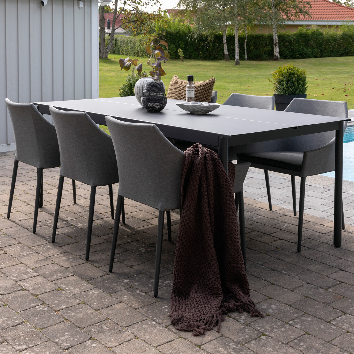 Matgrupp Utomhus Venture Home Modena 200x100 cm med 6 Spoga Trädgårdsstolar
