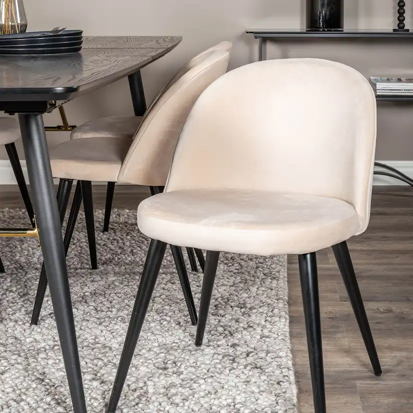 Matgrupp Venture Home Gold med 6 Velvet Stolar