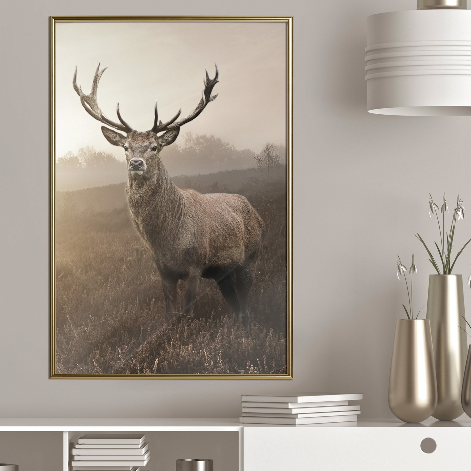 Poster Artgeist Affisch Deer in Sepia
