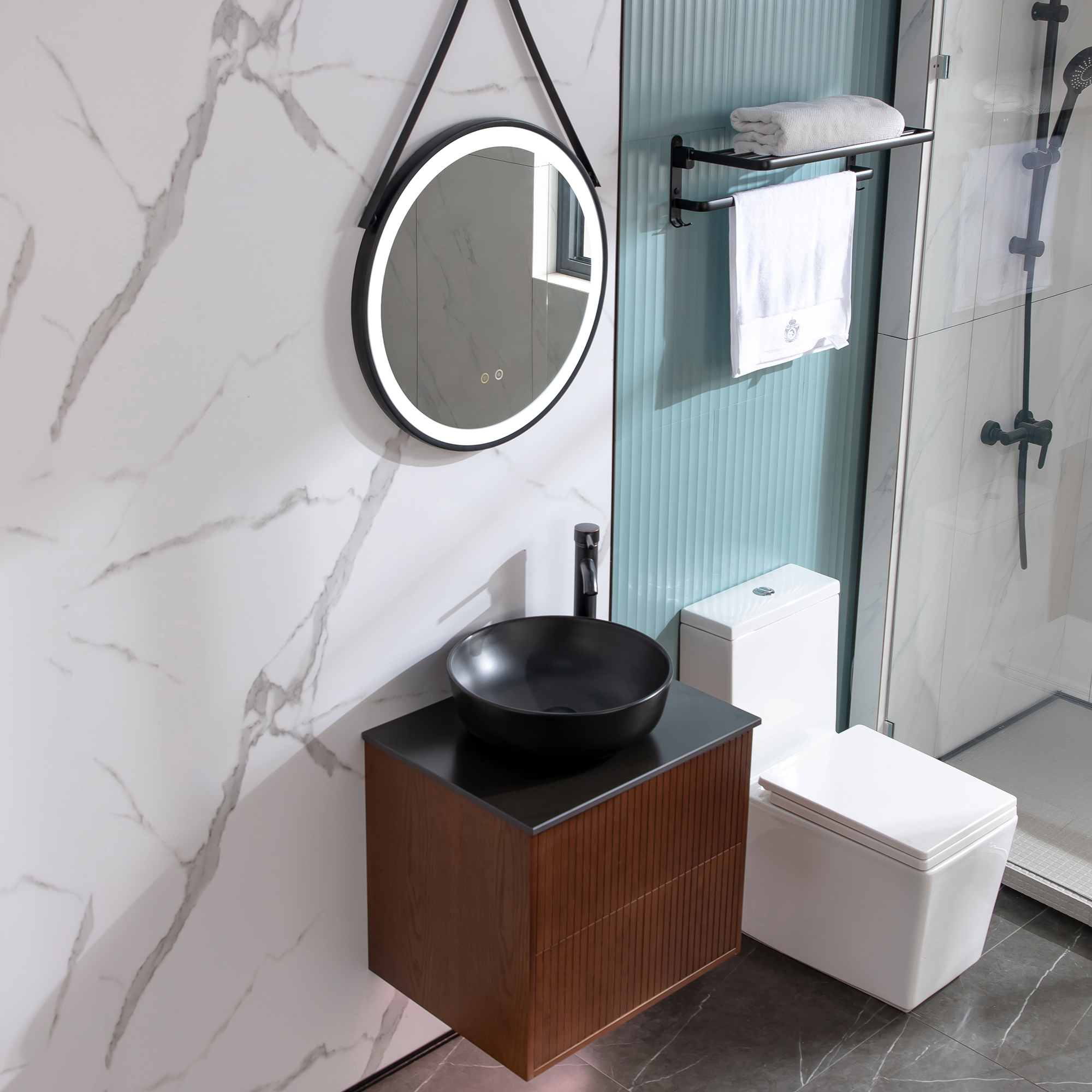Washbasin Cabinet Bathlife FÖRTJUST 60 Brown oak Bredd: 600 mm