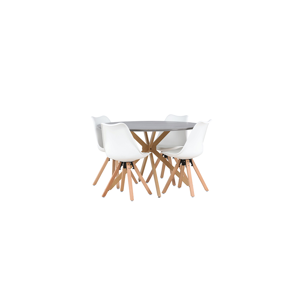 Matgrupp Venture Home Piazza Ø120 cm med 4 st Zeno stolar