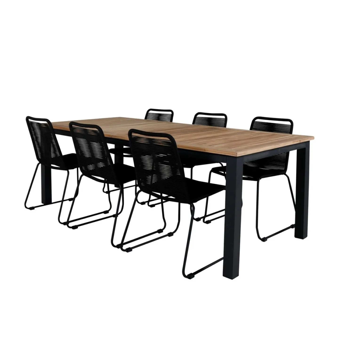 Panama - Table - 224/324*100 - svart Alu/Teak+Lindos Stackin Svart