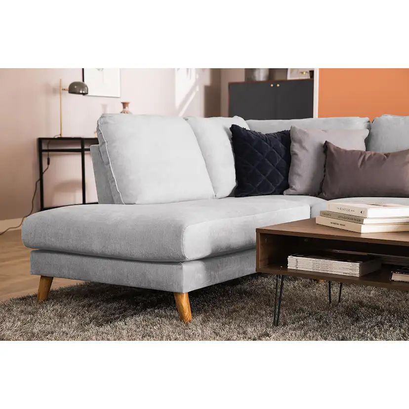 Trend Lyx U-soffa med Divan Höger Ljusgrå