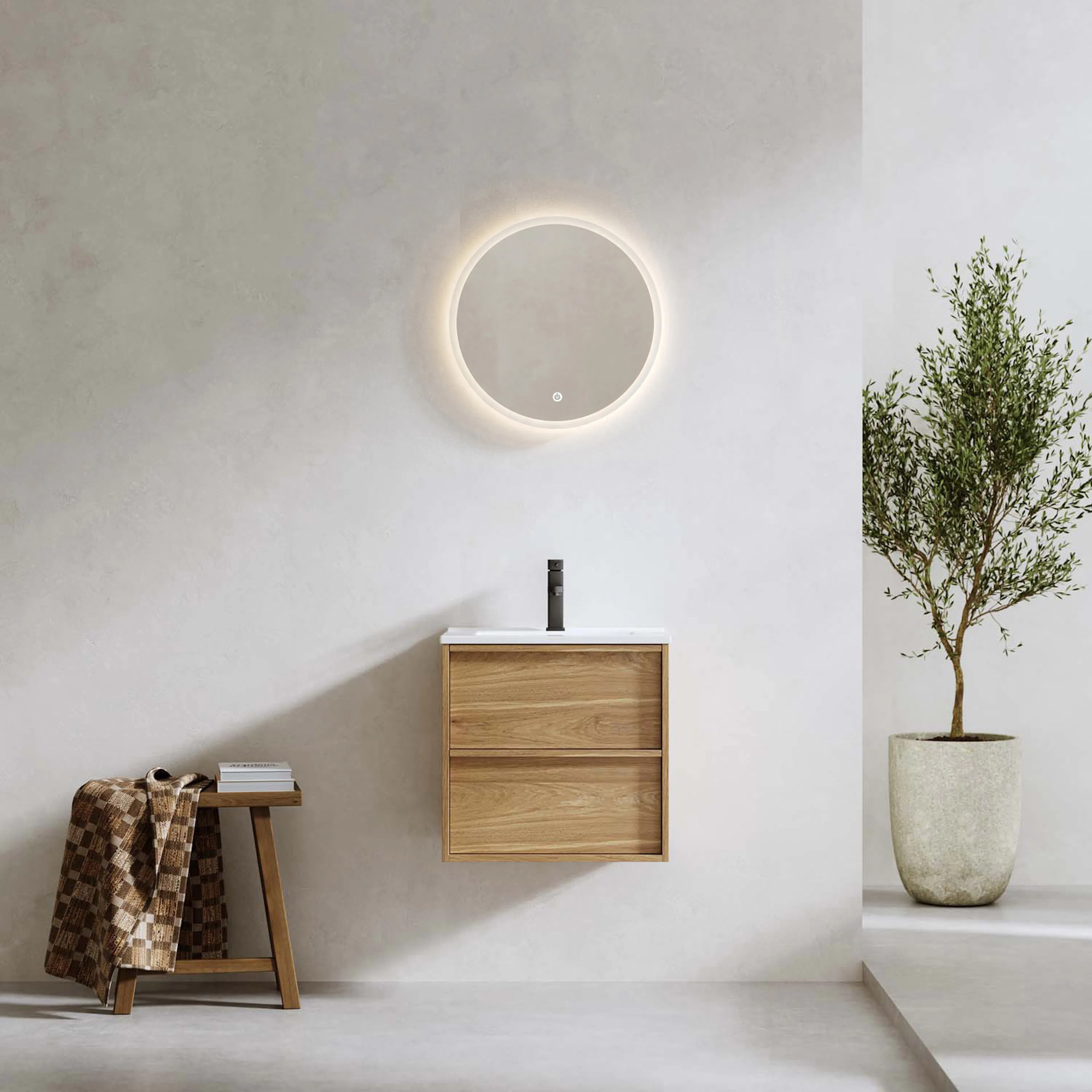 Tvättställsskåp Bathlife Charm med Tvättställ och Spegel Skina