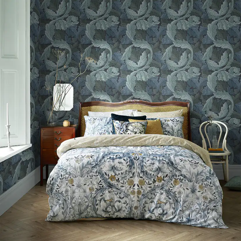 Tapet William Morris At Home Acanthus 124225 EasyUp, Mönstrad Blå