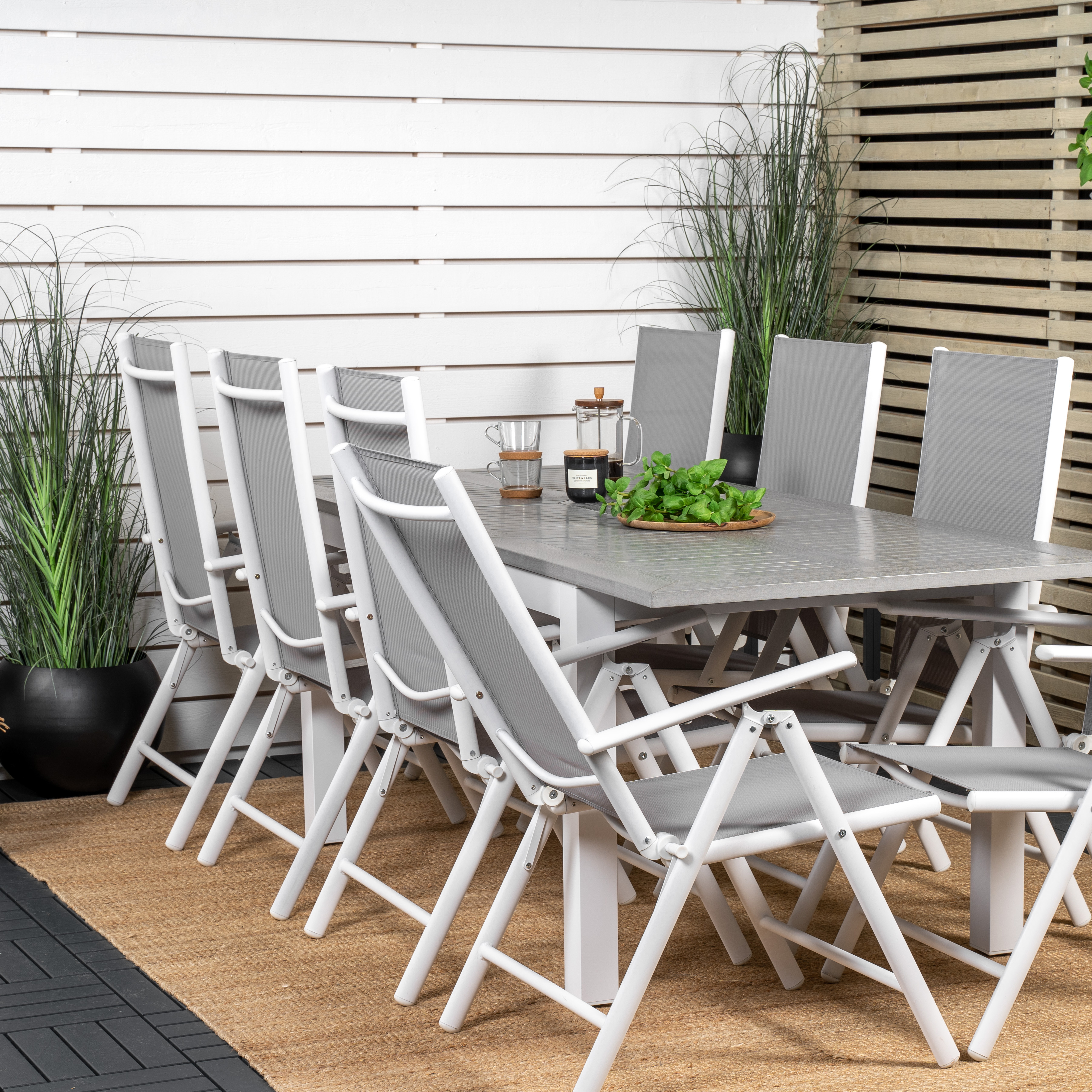 Matgrupp Venture Home Aleyna 160/240 med 8 Bront Matstolar