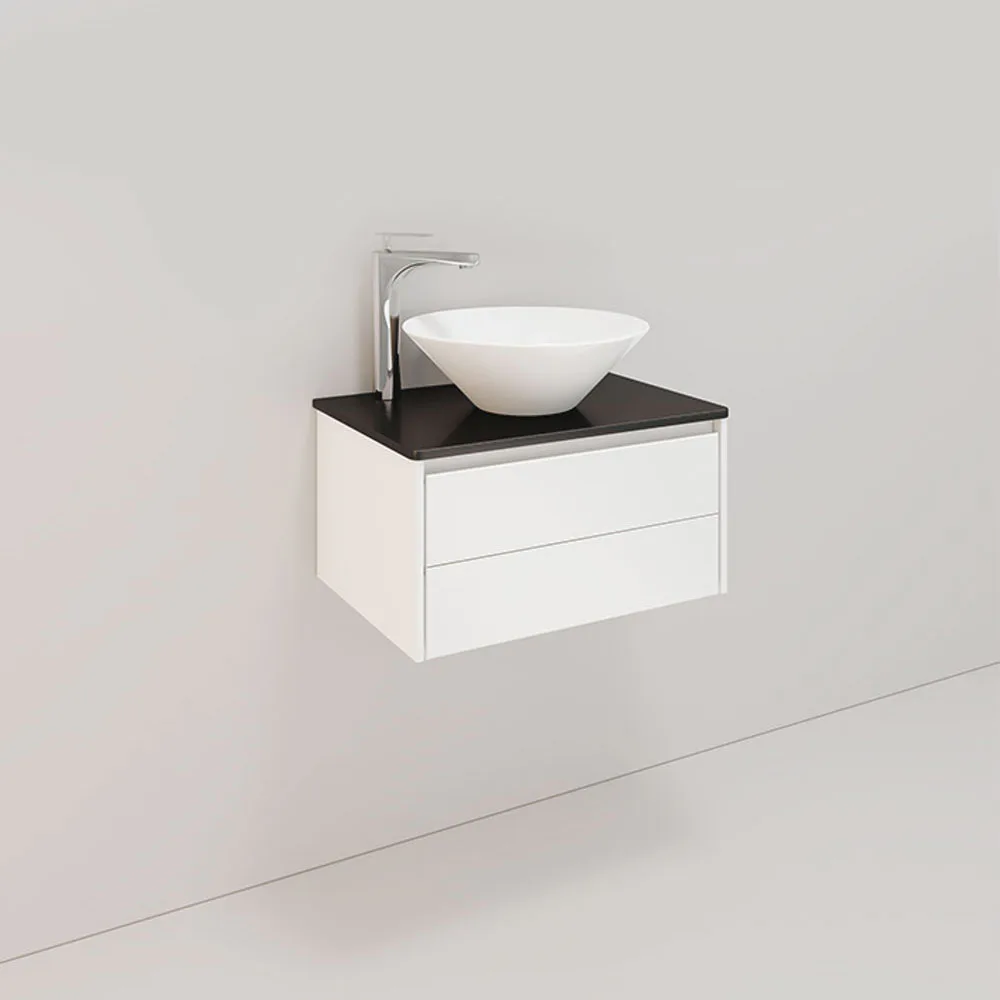Tvättställsskåp Noro Lifestyle Concept 600 Vit, 2 lådor, Loo BxH: 60x34,5 cm, 2 lådor, Centrerat Tvättställ