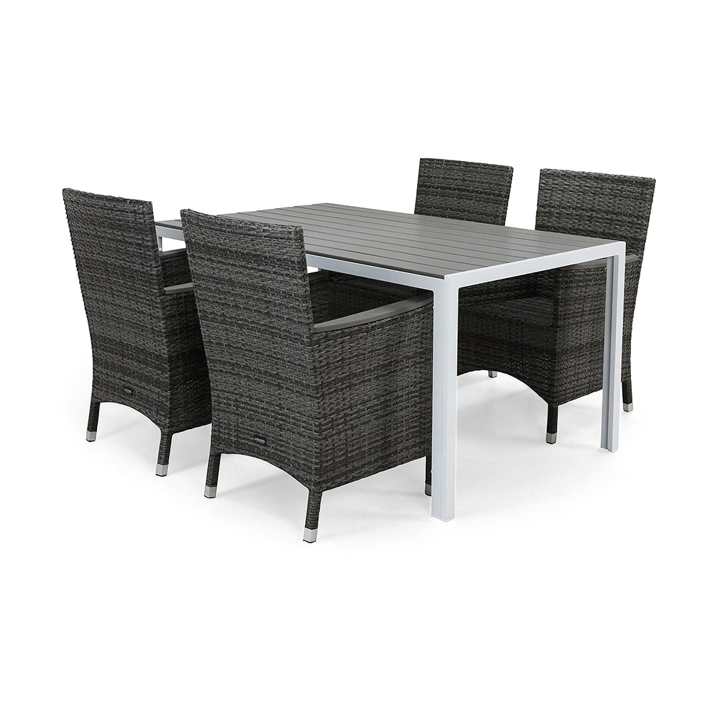 Matgrupp deNoord Tunis 150x90 cm med 4 Thor Fåtöljer Lyx med Armstöd