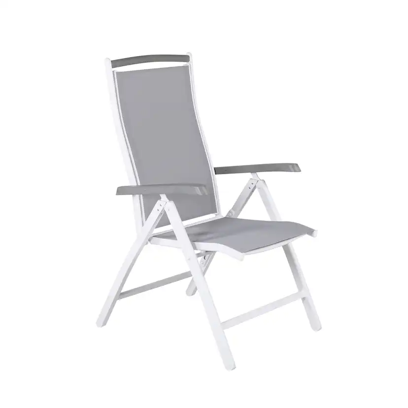Albany 5:pos Stol - Vit Aluminium/grå textilene/aintwood Vit/Grå