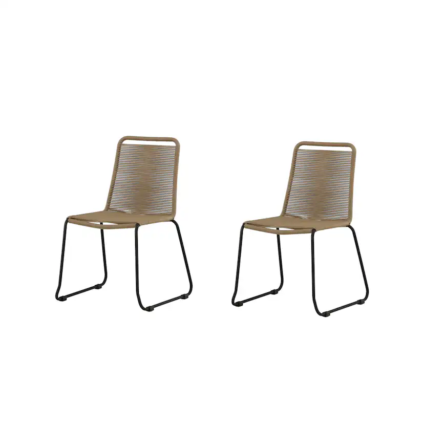 Lindos Stacking Chair - Black Alu / Latte Rope Svart/Latte