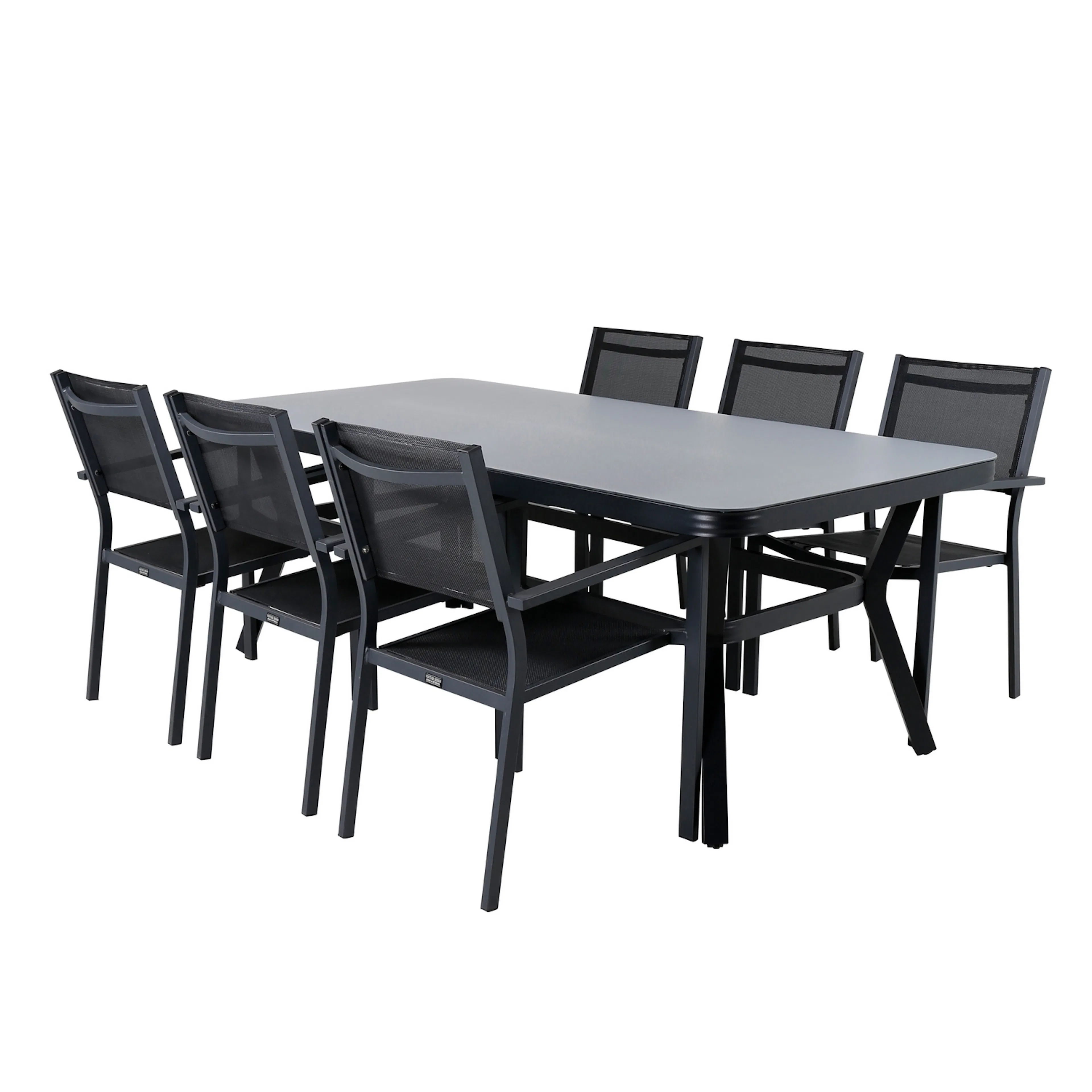 Virya Dining Table - Black Alu / Grey Glass - big table+Copa Svart