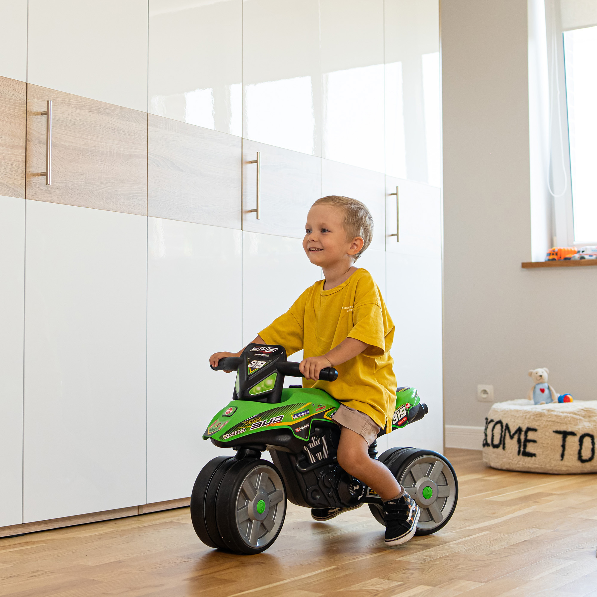 Utomhusleksak Falk Racing Bud Elmotorcykel för Barn Grön