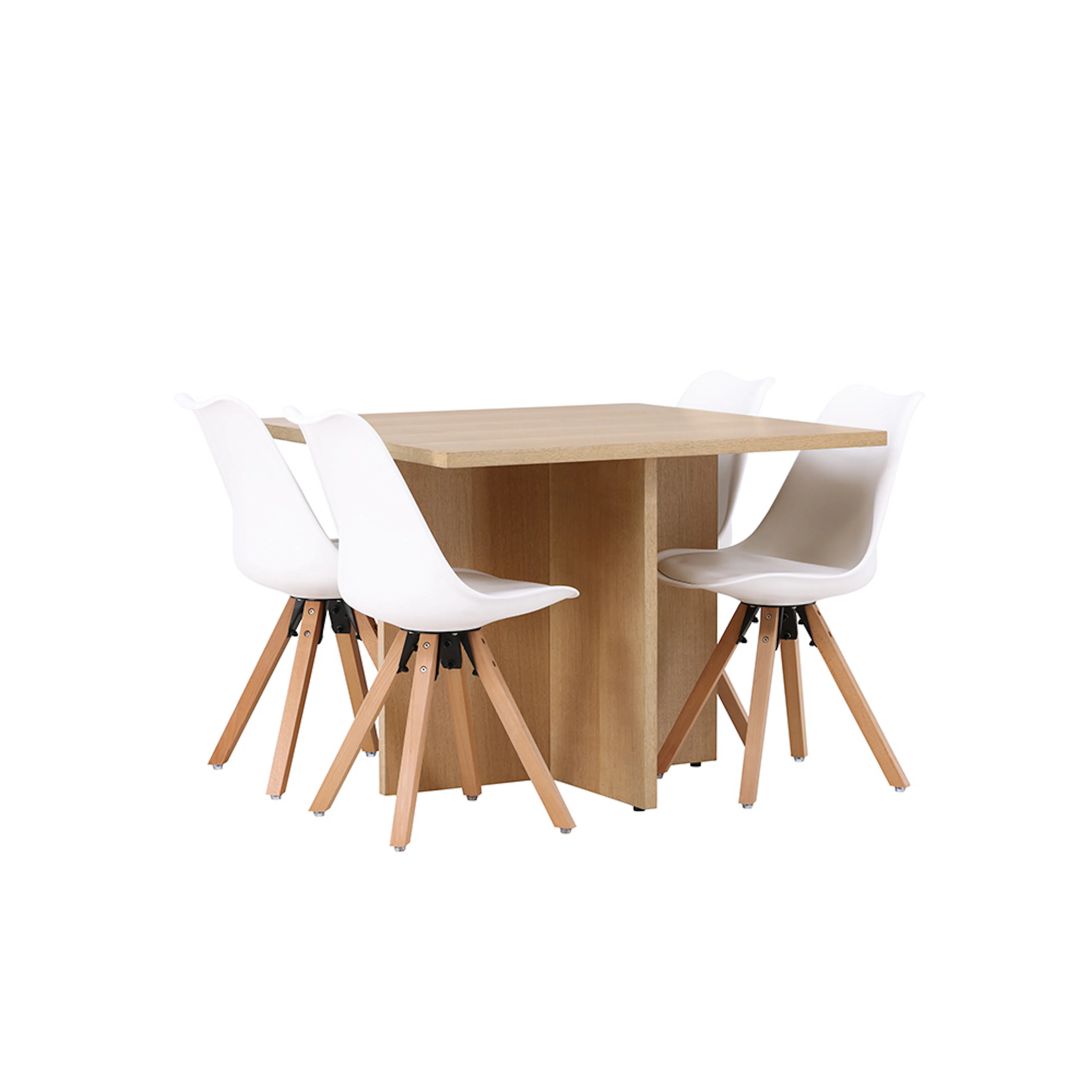 Matgrupp Venture Home Leo med 4 Zeno Stolar Natur/Vit