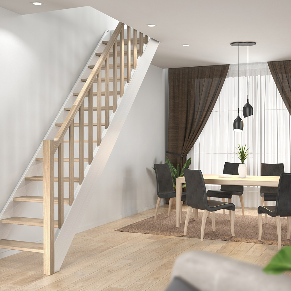 Trappa Dolle Helsinki Rak Träbalustrar