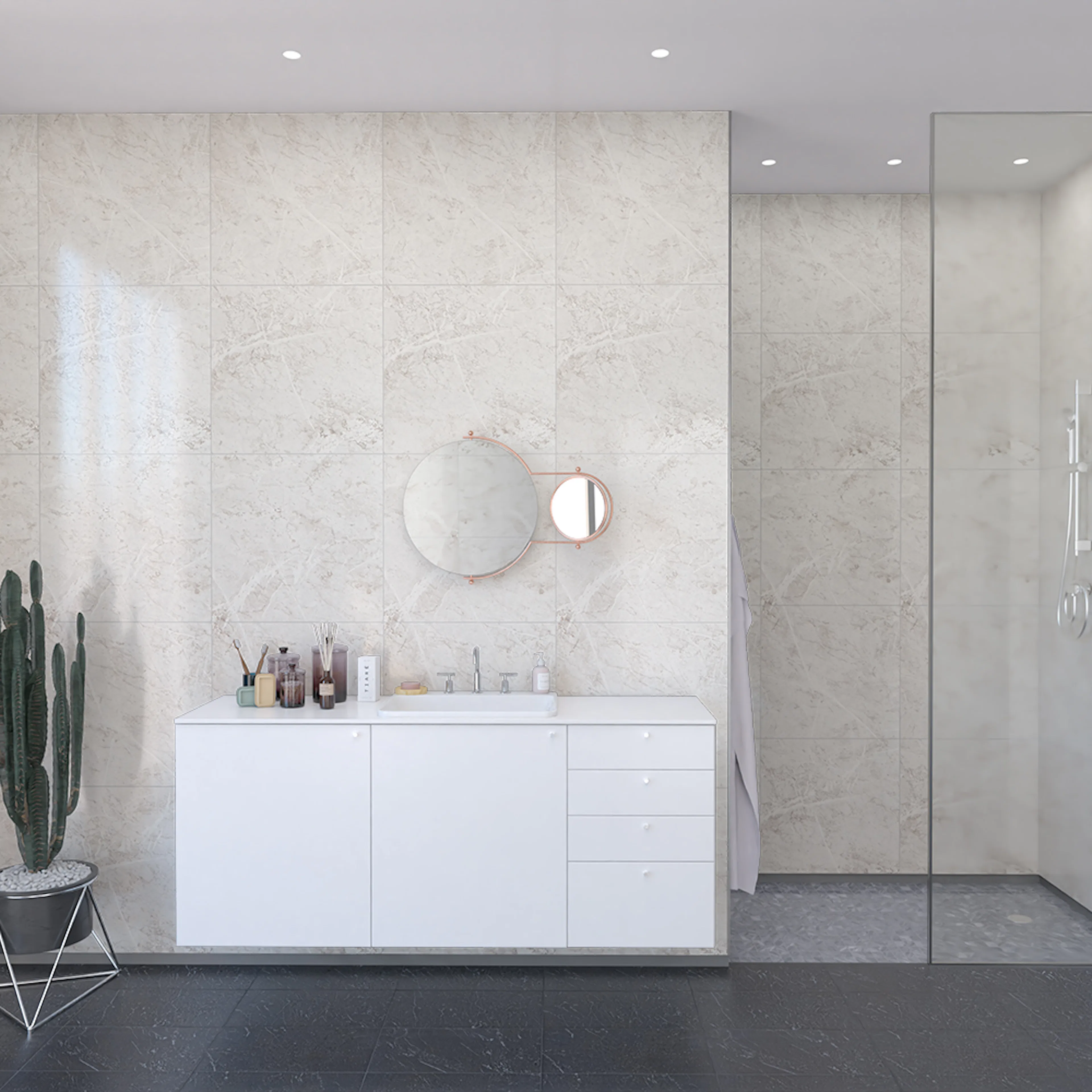 Våtrumsskiva Fibo White Marble 2273-LM6060 S