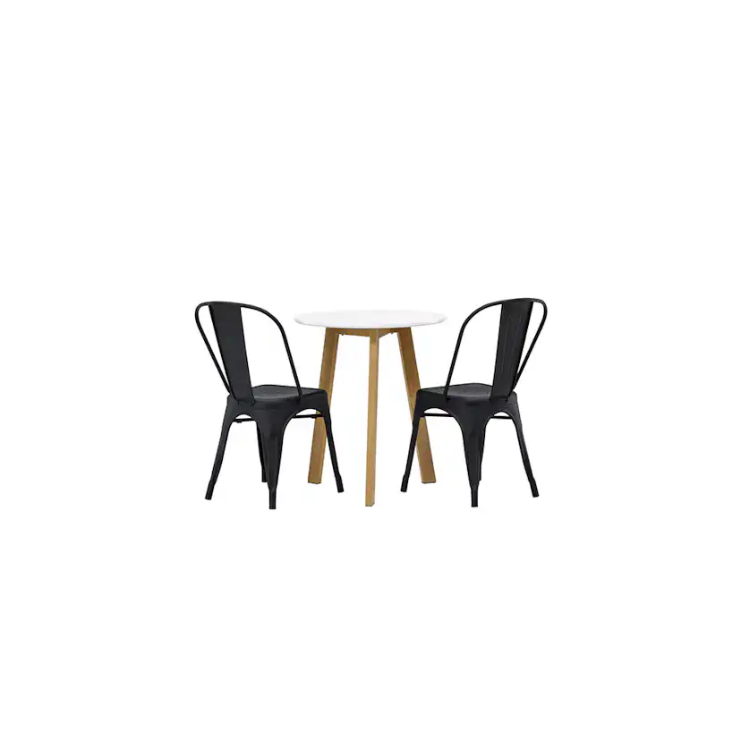 Matgrupp Venture Home Leonora Ø65 cm med 2 st Tempe stolar