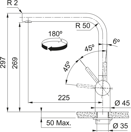Köksblandare Franke Atlas Neo Med Fast Pip och Laminar flow
