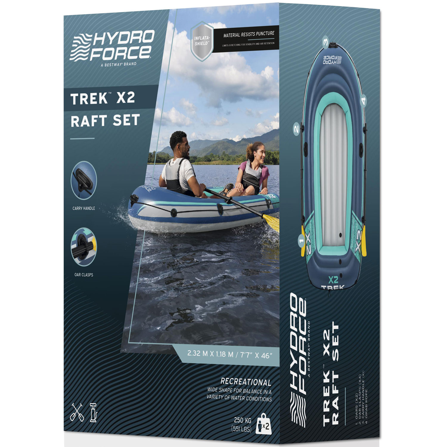 Gummibåt Bestway Hydro Force Treck X2 Set 232 x 118 cm