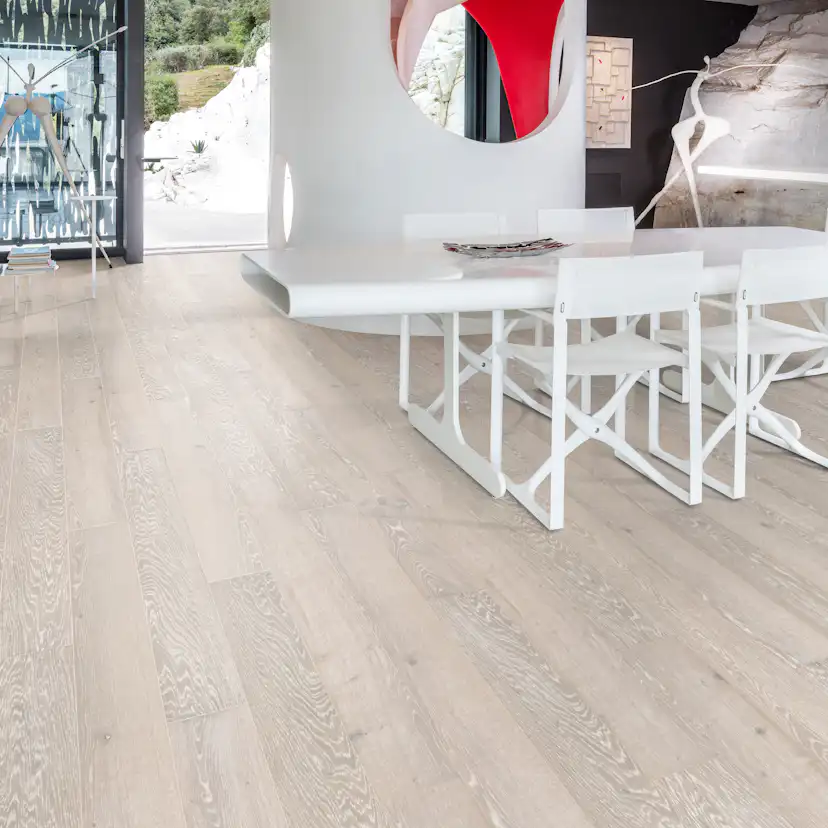 Parkettgolv Kährs Nouveau Snow Vit Mattlack Borstad Ek 2266 mm 1-stav