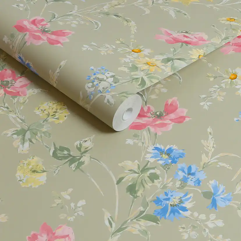 Tapet Laura Ashley Poppy Meadow Grön