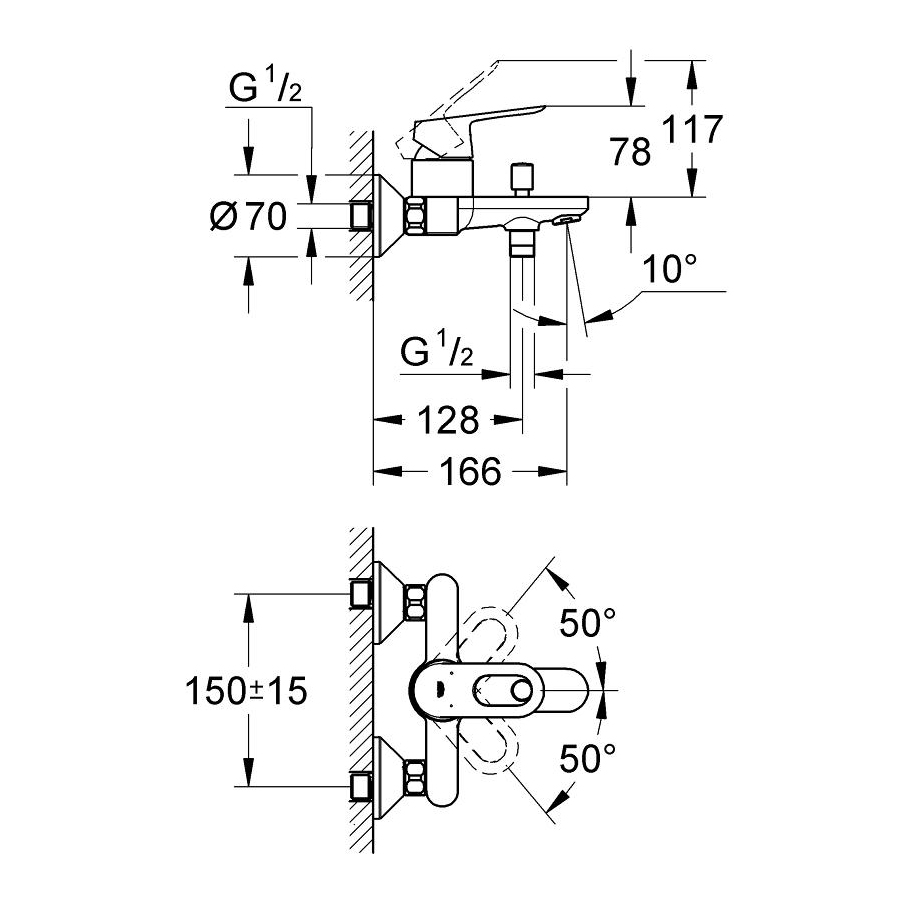 Badkarsblandare Grohe BauLoop 23341