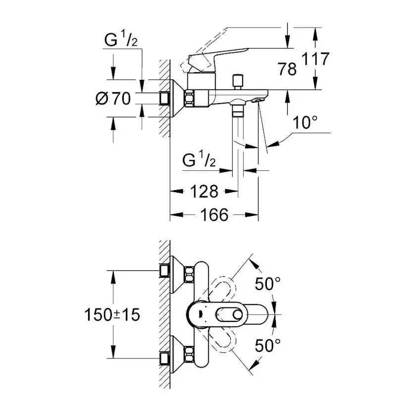 Badkarsblandare Grohe BauLoop 23341