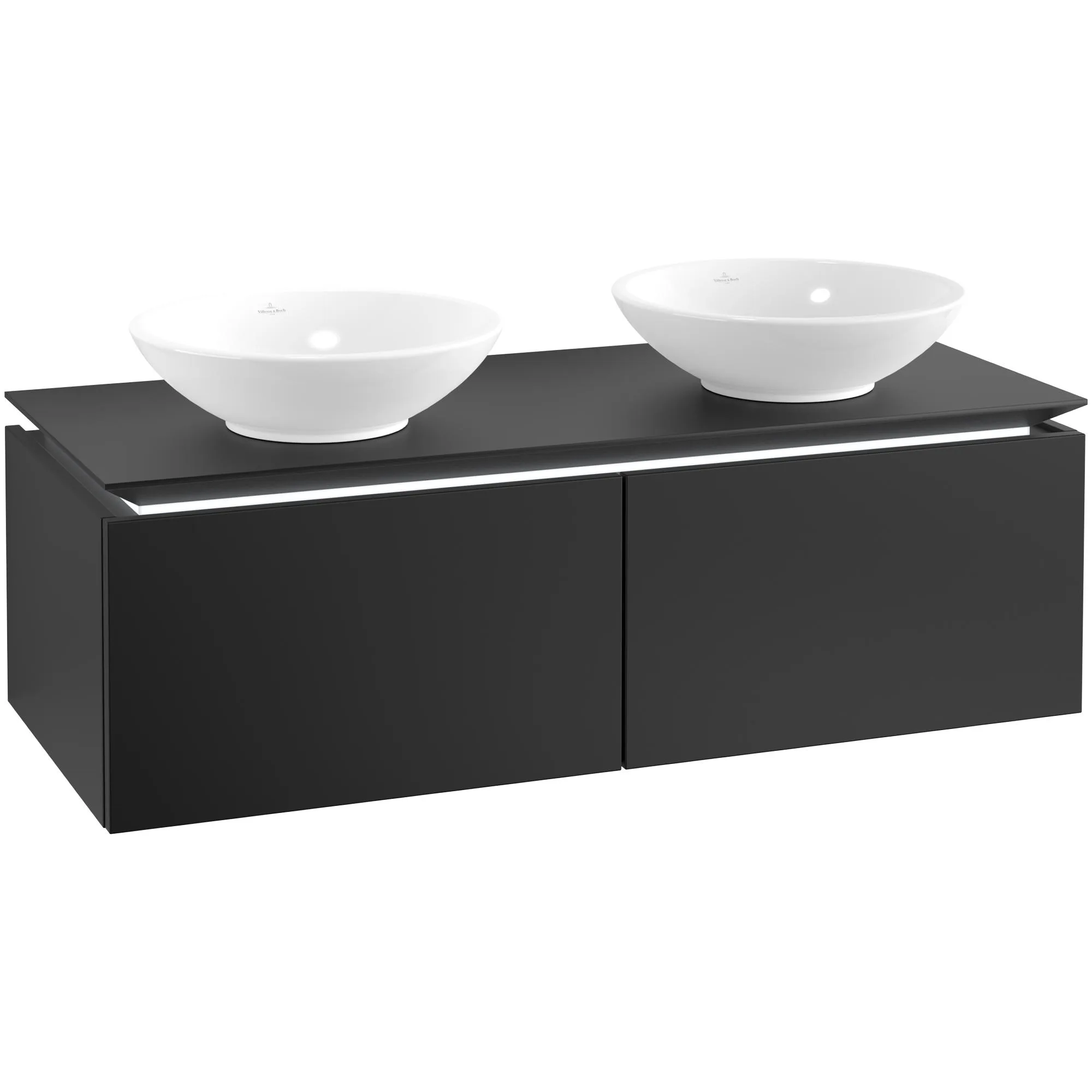 Tvättställsskåp Villeroy & Boch Legato Kompakt 1200 med 2 Lådor för Två Ytmonterade Tvättställ