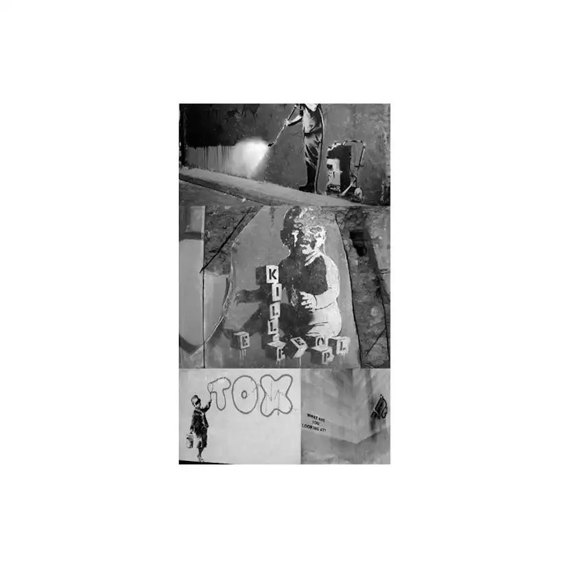 Fototapet Arkiio Banksy grey collage 50x1000 cm