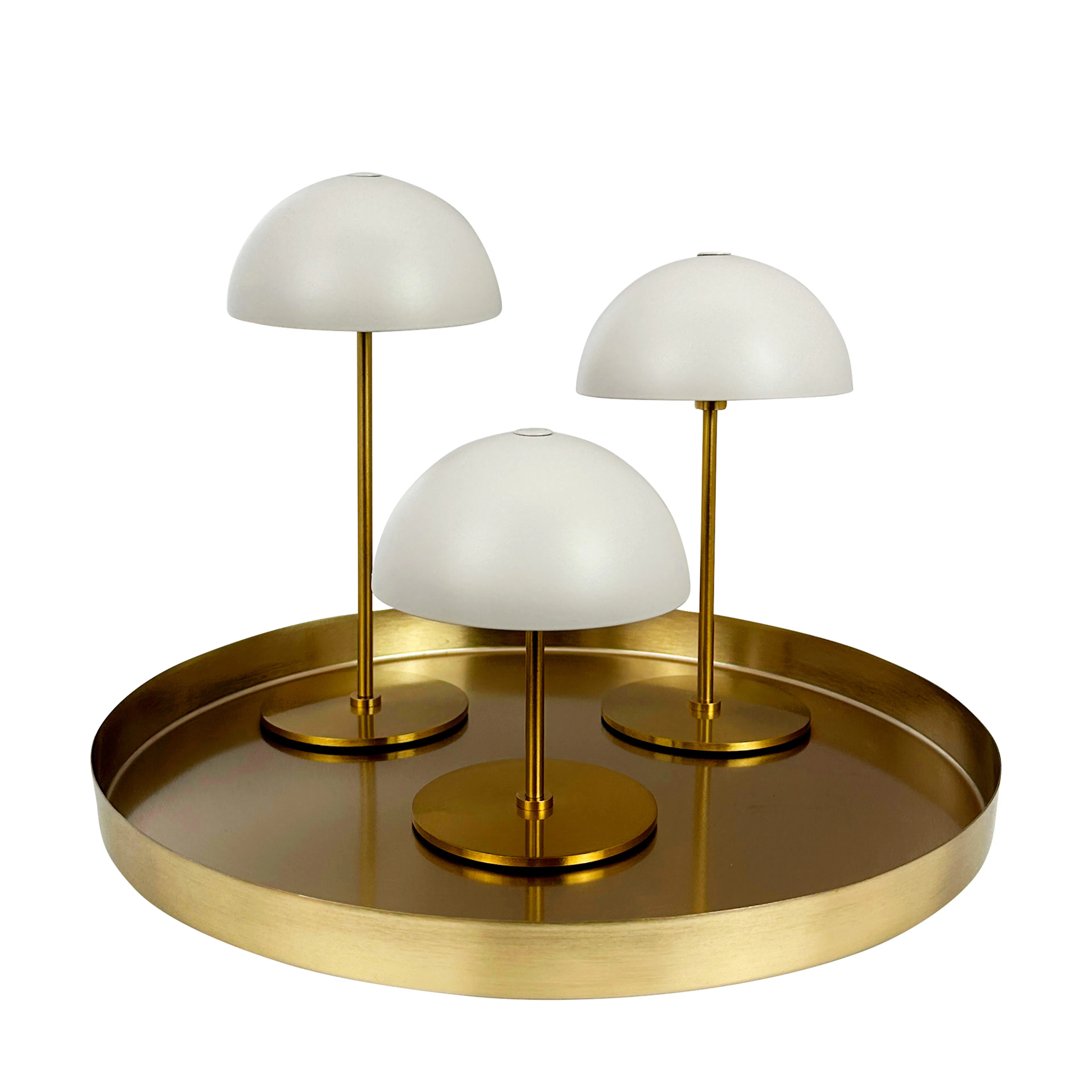 Bordslampa Dyberg Larsen Along Mini 3-pack med Bricka Beige/Mässing
