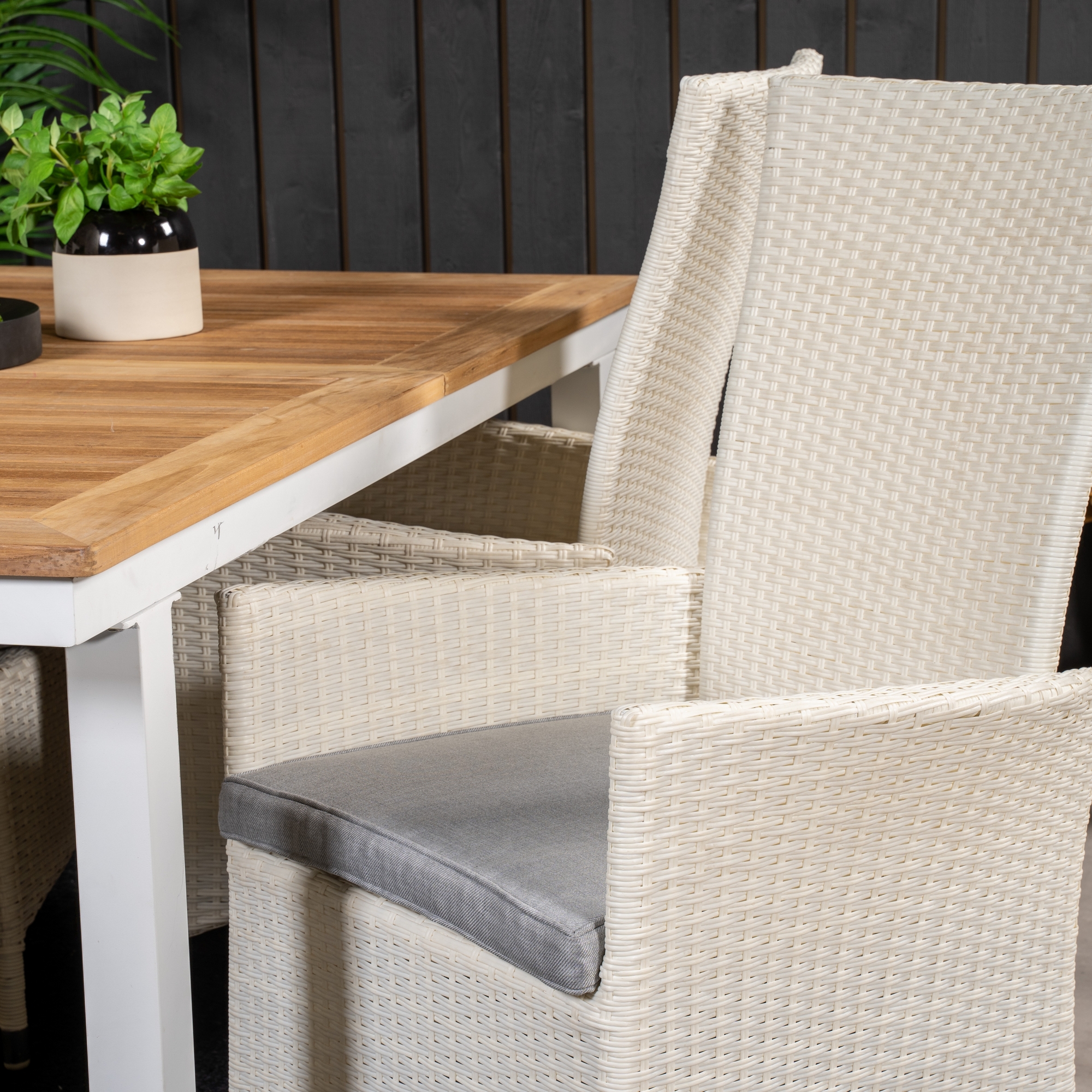 Panama Dining Table 160/240*90 - White Alu / Teak+Padova Arm Blanka Ben