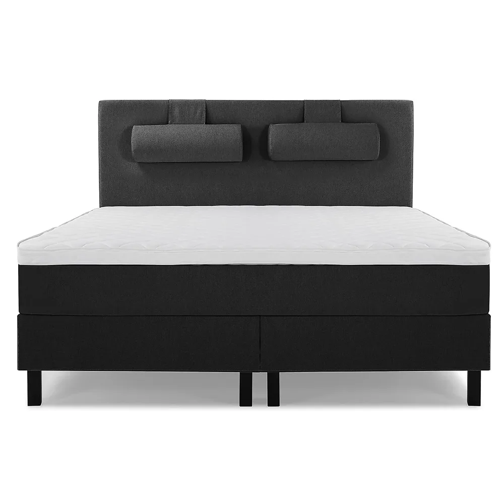 Lucky Komplett Sängpaket 180x200 Skum Slät Sänggavel Svart, Lucky Stor Nackkudde, Fast Skum