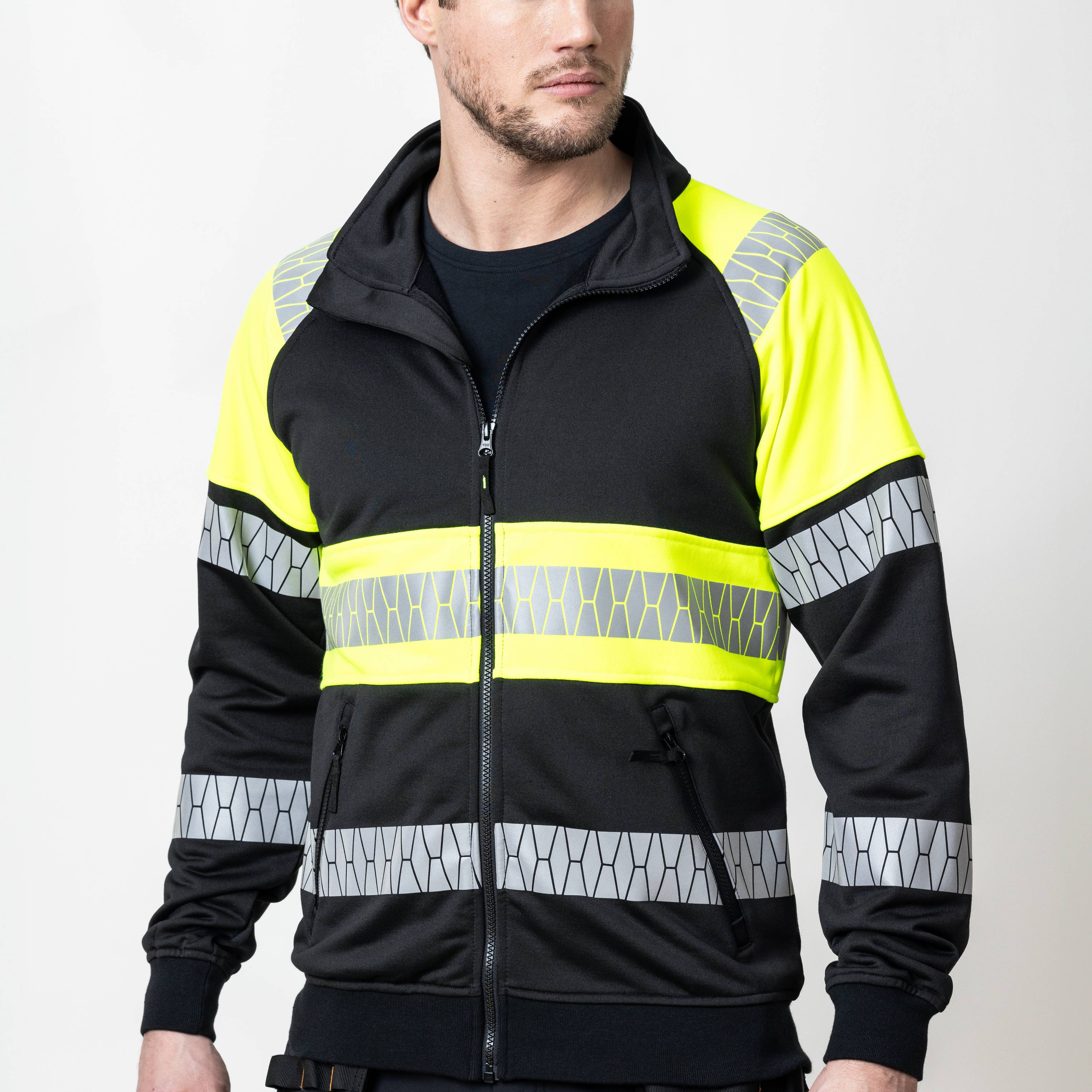 Sweatshirt Jobman Hel-Zip Varsel Svart/Gul V