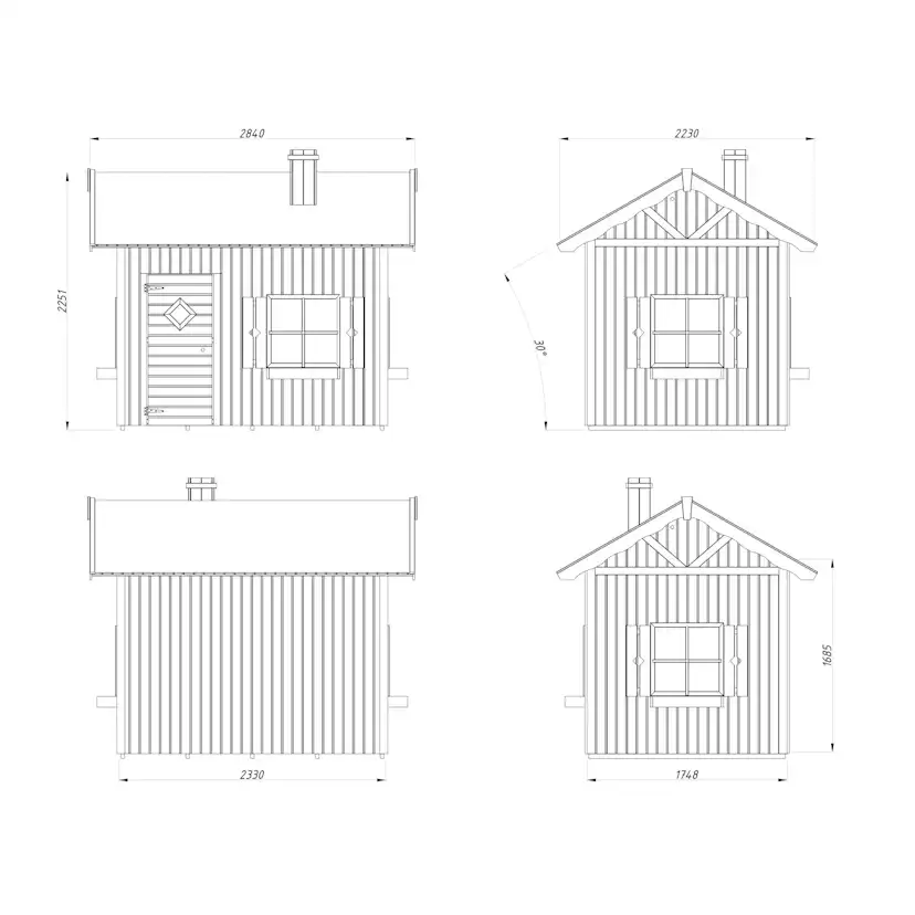 Lekstuga Palmako Grete 3,7 m² Trästuga med Sadeltak